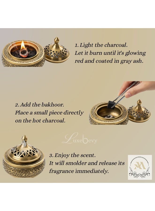 Luxebevy Amwaj Amber Bakhoor (140g) Includes Tongs – Authentic Arabic Bakhoor Incense for Long-Lasting Fragrance – Use with Bukhoor Burner/Incense Burner, Meditation & Relaxation – Ramadan & Eid Gifts - Image 5